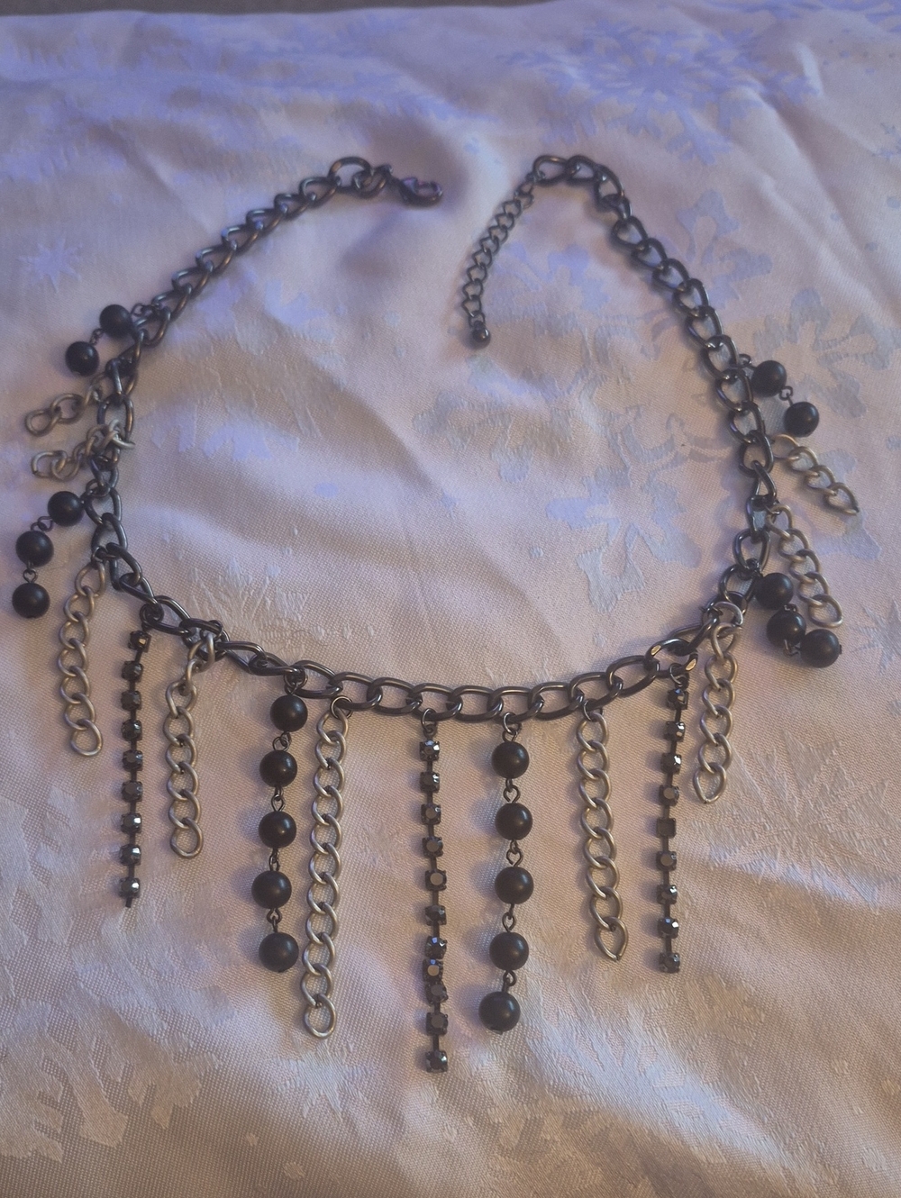 Black Multi-Chain Fringe Necklace